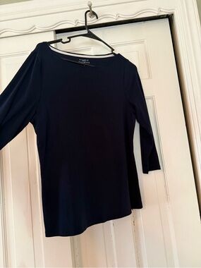 Talbots Petite Tee Navy with White Trim